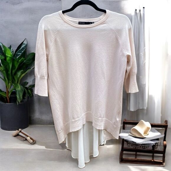 Karen Millen Cream Knit Sweater with a Semi/Sheer Pekaboo Back Cut Out Medium - Picture 1 of 4